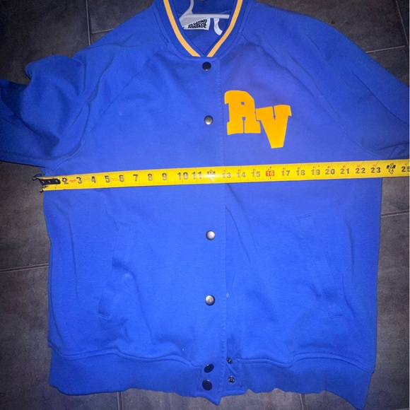 Reclaimed Vintage Letterman Jacket US Size 20 Royal Blue Yellow Unisex - Picture 6 of 6